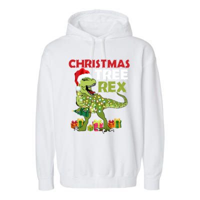 Christmas Tree Rex Trex Dinosaur Gift Garment-Dyed Fleece Hoodie