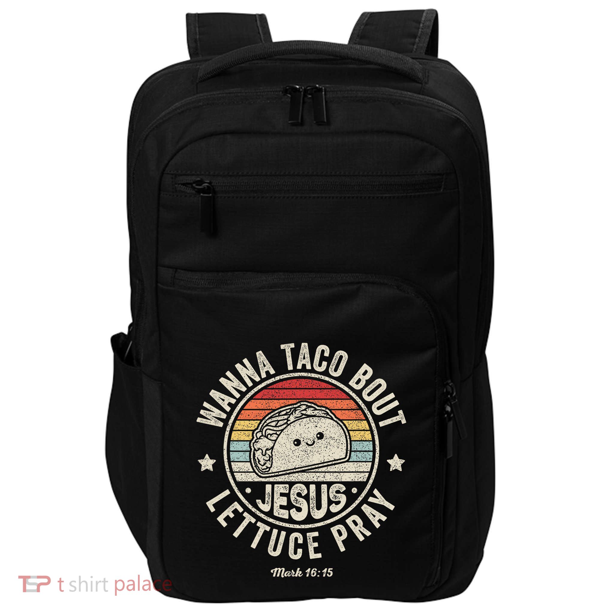Christian Taco Retro Wanna Taco Bout Jesus Cinco de Mayo Impact Tech Backpack