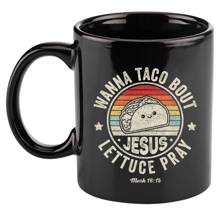 Christian Taco Retro Wanna Taco Bout Jesus Cinco de Mayo 11oz C Handle Ceramic Mug