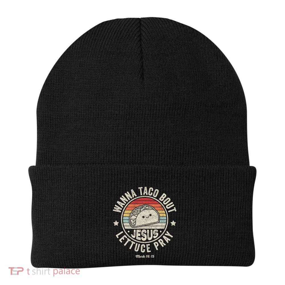 Christian Taco Retro Wanna Taco Bout Jesus Cinco de Mayo Beanie