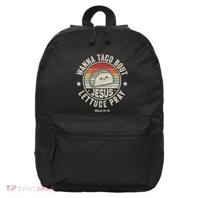 Christian Taco Retro Wanna Taco Bout Jesus Cinco de Mayo 16 in Basic Backpack