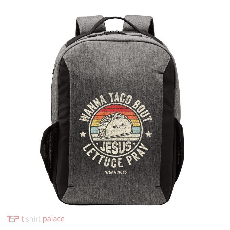 Christian Taco Retro Wanna Taco Bout Jesus Cinco de Mayo Vector Backpack