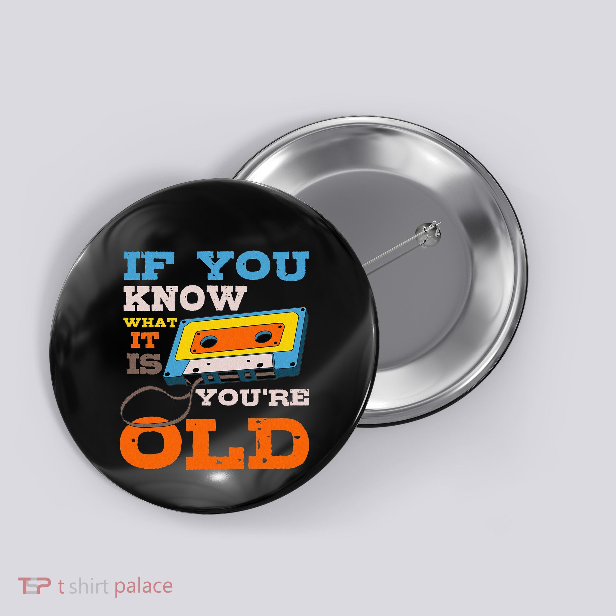 Cassette Tape Radio 70's 80's 90's Music Lover Button