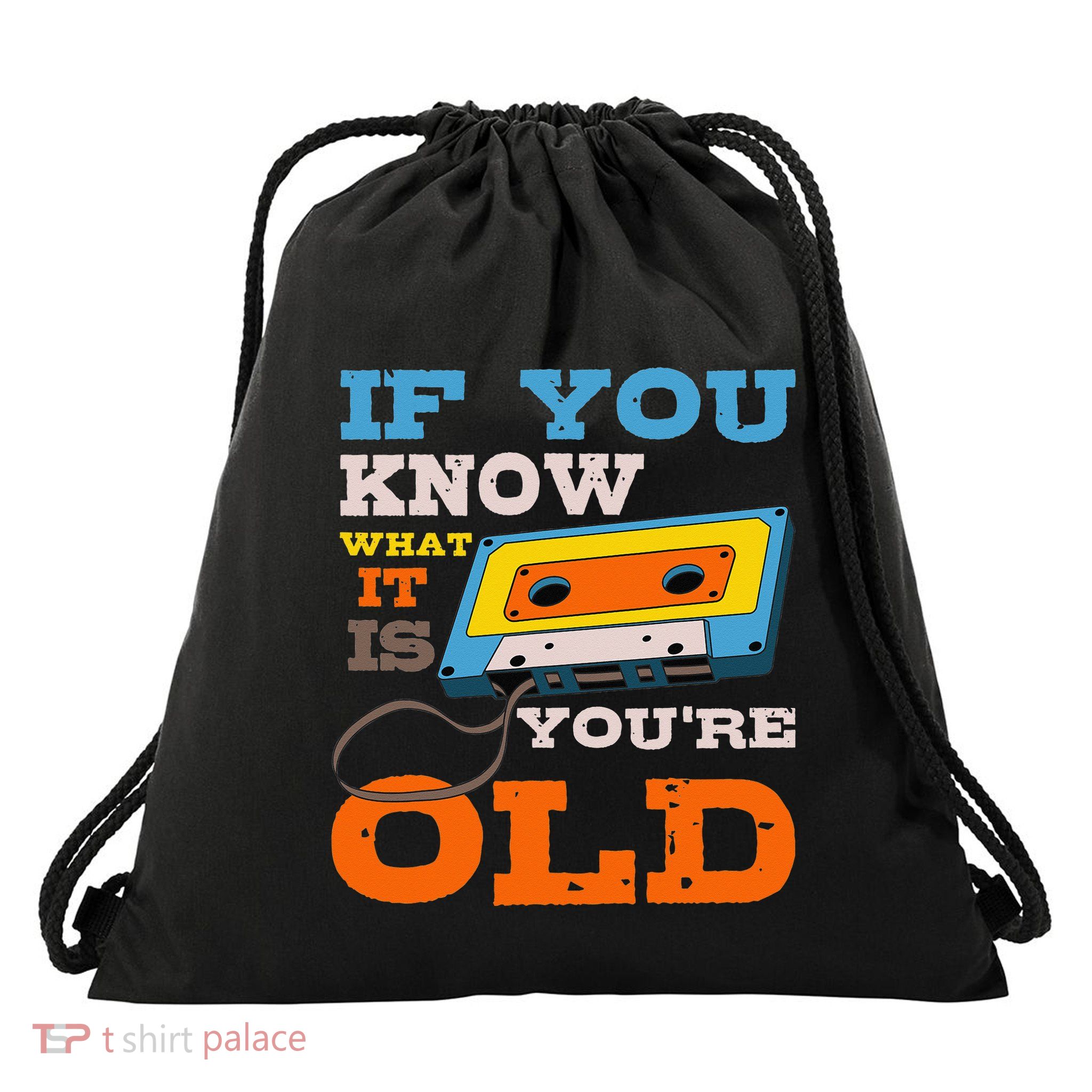 Cassette Tape Radio 70's 80's 90's Music Lover Drawstring Bag