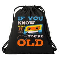 Cassette Tape Radio 70's 80's 90's Music Lover Drawstring Bag