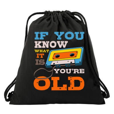 Cassette Tape Radio 70's 80's 90's Music Lover Drawstring Bag