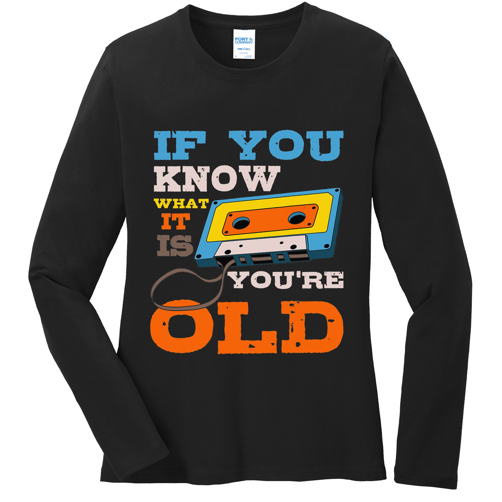 Cassette Tape Radio 70's 80's 90's Music Lover Ladies Long Sleeve Shirt