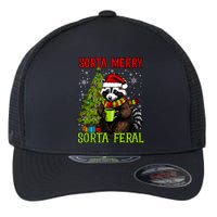 Christmas Tree Raccoon Santa Coffee Sorta Merry Feral Funny Tank Top Flexfit Unipanel Trucker Cap