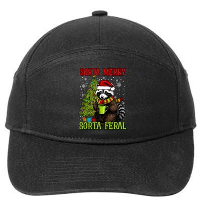 Christmas Tree Raccoon Santa Coffee Sorta Merry Feral Funny Tank Top 7-Panel Snapback Hat