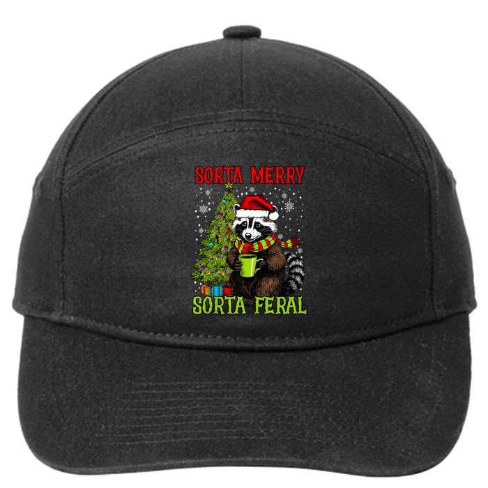 Christmas Tree Raccoon Santa Coffee Sorta Merry Feral Funny Tank Top 7-Panel Snapback Hat