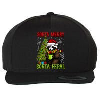 Christmas Tree Raccoon Santa Coffee Sorta Merry Feral Funny Tank Top Wool Snapback Cap