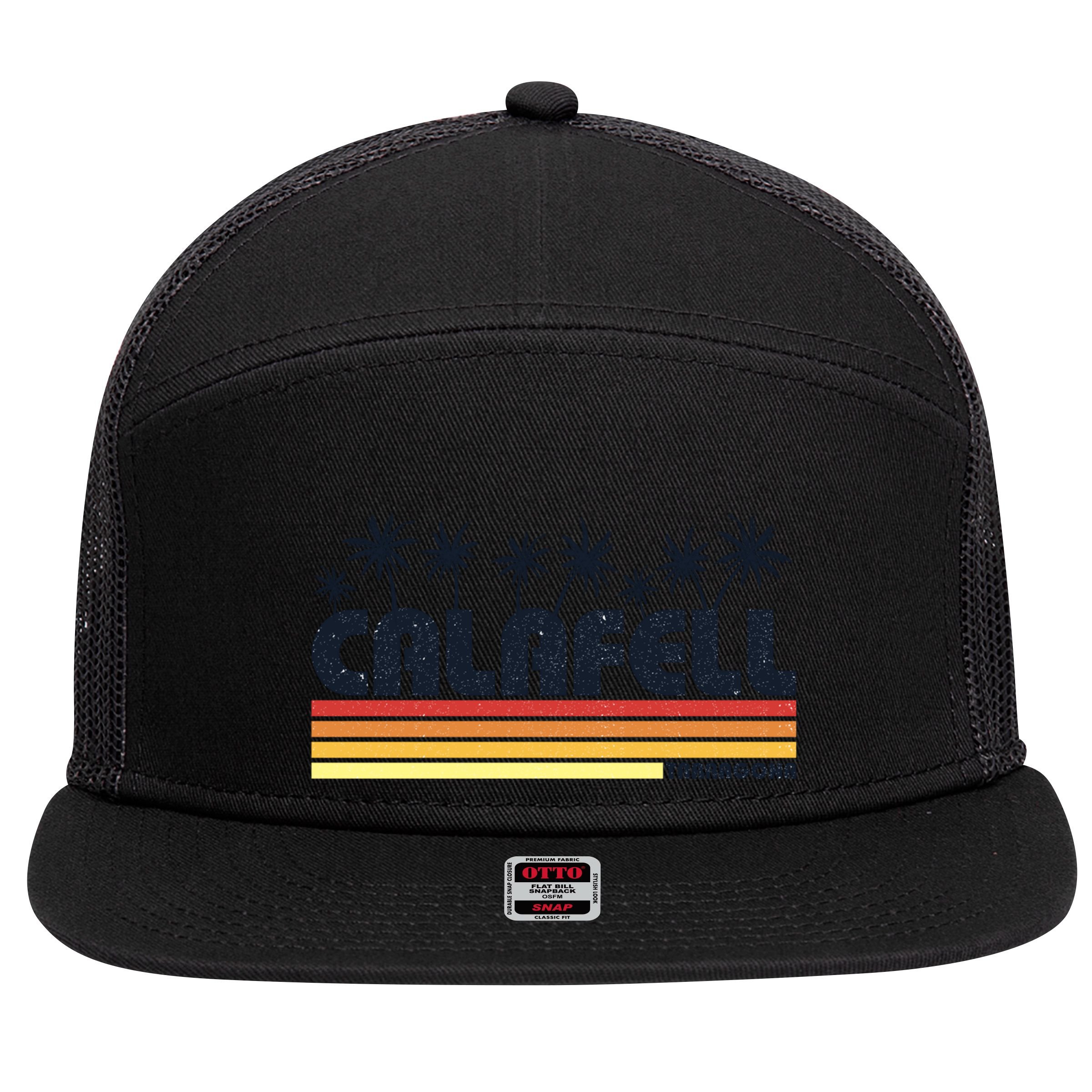 Calafell Tarragona Retro Beach Tourism Gift 7 Panel Mesh Trucker Snapback Hat