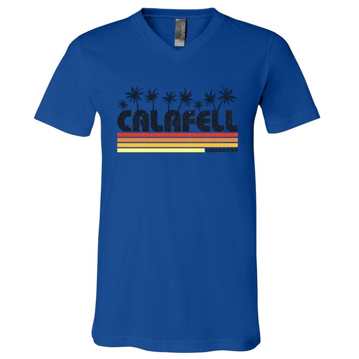 Calafell Tarragona Retro Beach Tourism Gift V-Neck T-Shirt