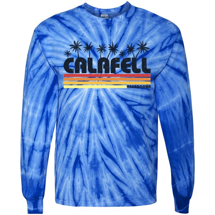 Calafell Tarragona Retro Beach Tourism Gift Tie-Dye Long Sleeve Shirt