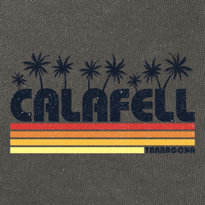Calafell Tarragona Retro Beach Tourism Gift Cotton Canvas Backpack