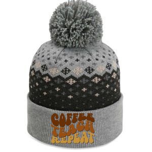 Coffee Teach Repeat Retro Gift For Teacher The Baniff Cuffed Pom Beanie