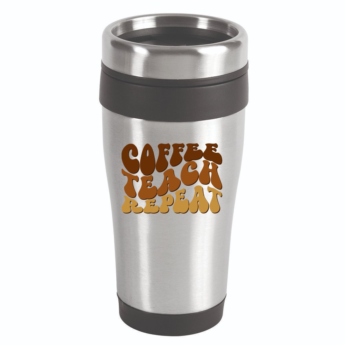 Coffee Teach Repeat Retro Gift For Teacher 16oz Travel Tumbler