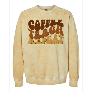 Coffee Teach Repeat Retro Gift For Teacher Colorblast Crewneck Sweatshirt