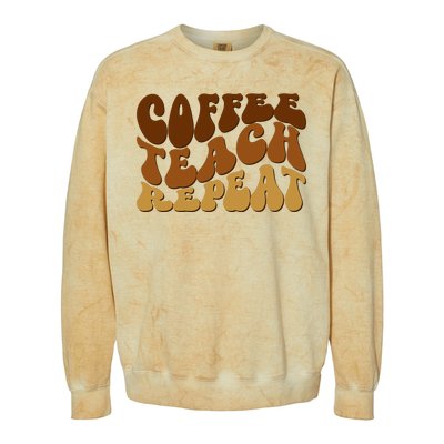 Coffee Teach Repeat Retro Gift For Teacher Colorblast Crewneck Sweatshirt