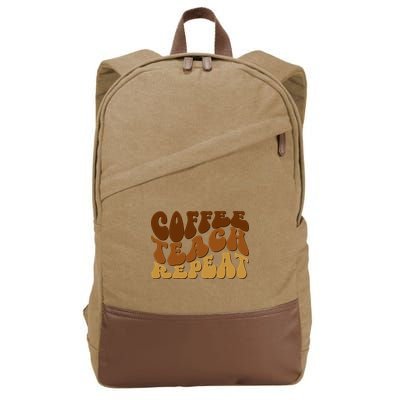 Coffee Teach Repeat Retro Gift For Teacher Cotton Canvas Backpack