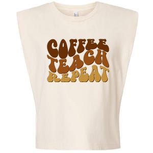 Coffee Teach Repeat Retro Gift For Teacher Garment-Dyed Women's Muscle Tee