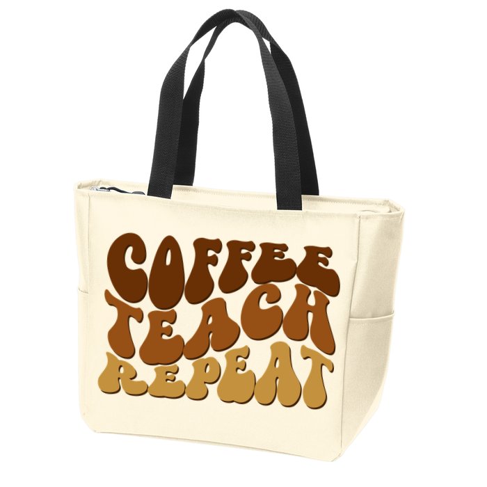 Coffee Teach Repeat Retro Gift For Teacher Zip Tote Bag
