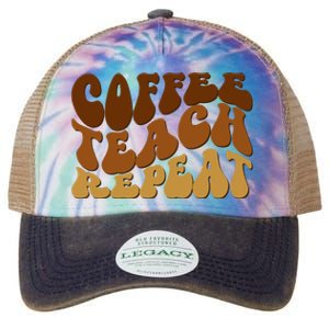 Coffee Teach Repeat Retro Gift For Teacher Legacy Tie Dye Trucker Hat