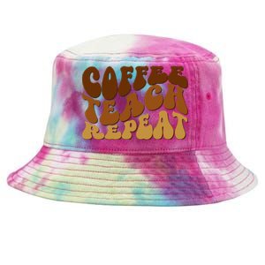 Coffee Teach Repeat Retro Gift For Teacher Tie-Dyed Bucket Hat