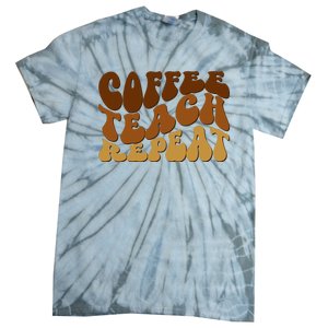 Coffee Teach Repeat Retro Gift For Teacher Tie-Dye T-Shirt