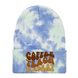 Coffee Teach Repeat Retro Gift For Teacher Tie Dye 12in Knit Beanie