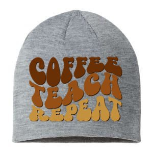 Coffee Teach Repeat Retro Gift For Teacher Sustainable Beanie