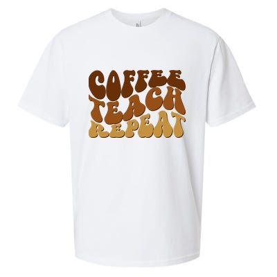 Coffee Teach Repeat Retro Gift For Teacher Sueded Cloud Jersey T-Shirt