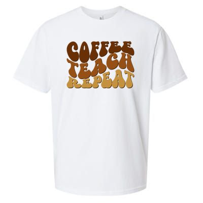 Coffee Teach Repeat Retro Gift For Teacher Sueded Cloud Jersey T-Shirt