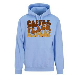 Coffee Teach Repeat Retro Gift For Teacher Unisex Surf Hoodie