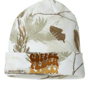 Coffee Teach Repeat Retro Gift For Teacher Kati Licensed 12" Camo Beanie