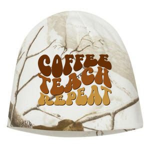 Coffee Teach Repeat Retro Gift For Teacher Kati - Camo Knit Beanie