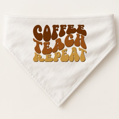 Coffee Teach Repeat Retro Gift For Teacher USA-Made Doggie Bandana