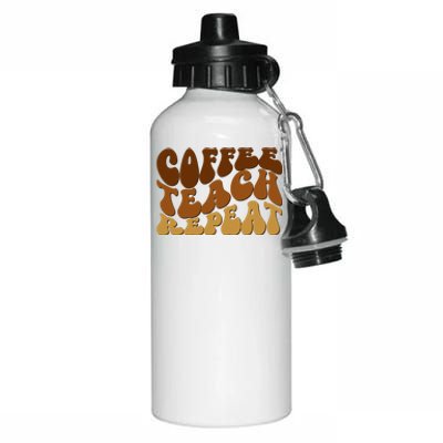 Coffee Teach Repeat Retro Gift For Teacher Aluminum Water Bottle