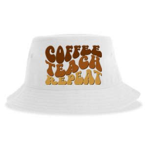 Coffee Teach Repeat Retro Gift For Teacher Sustainable Bucket Hat