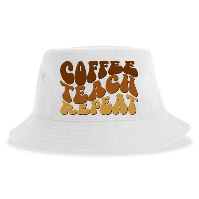 Coffee Teach Repeat Retro Gift For Teacher Sustainable Bucket Hat