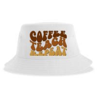 Coffee Teach Repeat Retro Gift For Teacher Sustainable Bucket Hat