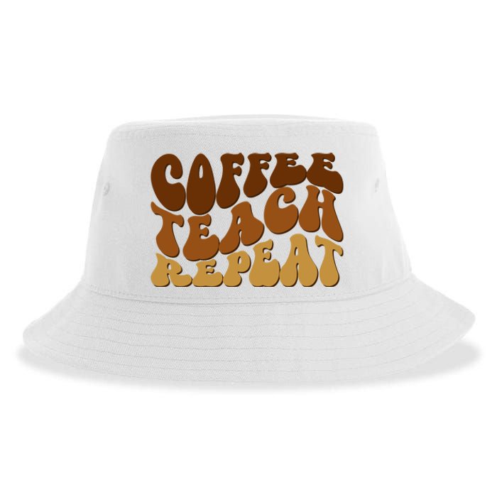 Coffee Teach Repeat Retro Gift For Teacher Sustainable Bucket Hat