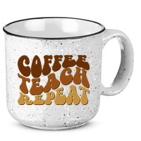 Coffee Teach Repeat Retro Gift For Teacher 15oz Campfire Ceramic Mug