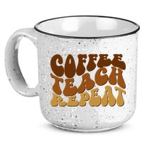Coffee Teach Repeat Retro Gift For Teacher 15oz Campfire Ceramic Mug