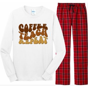 Coffee Teach Repeat Retro Gift For Teacher Long Sleeve Pajama Set