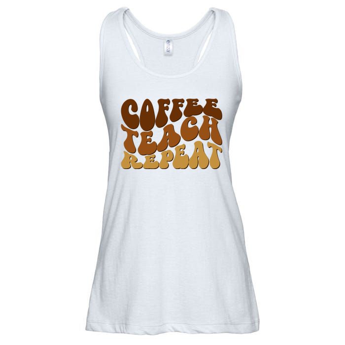 Coffee Teach Repeat Retro Gift For Teacher Ladies Essential Flowy Tank