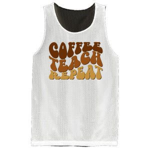 Coffee Teach Repeat Retro Gift For Teacher Mesh Reversible Basketball Jersey Tank