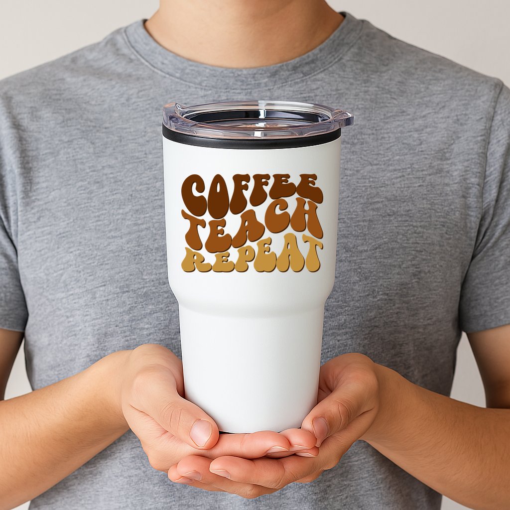 Coffee Teach Repeat Retro Gift For Teacher Tumbler