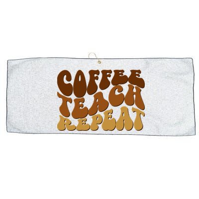 Coffee Teach Repeat Retro Gift For Teacher Large Microfiber Waffle Golf Towel