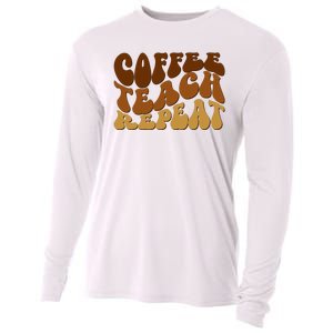 Coffee Teach Repeat Retro Gift For Teacher Cooling Performance Long Sleeve Crew